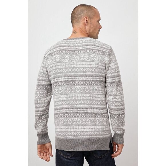 Rails Mens Size XL Gray Carlisle Sweater In Silver Icicle Fair Isle Nordic - Picture 2 of 10